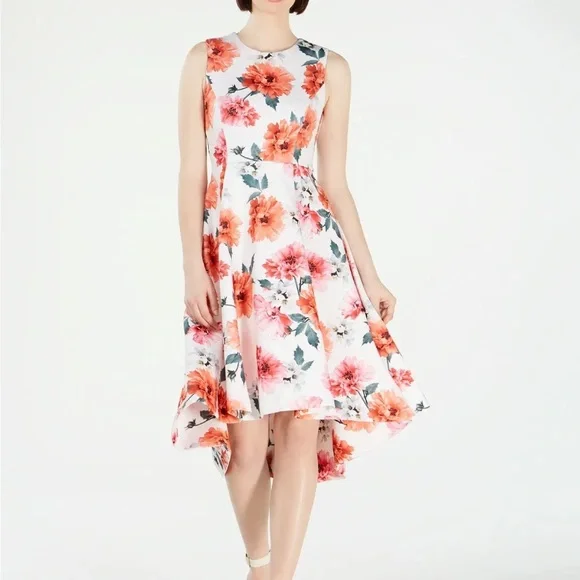 Calvin Klein | Dresses | Calvin Klein Floral Highlow Fit Flare Dress |  Poshmark